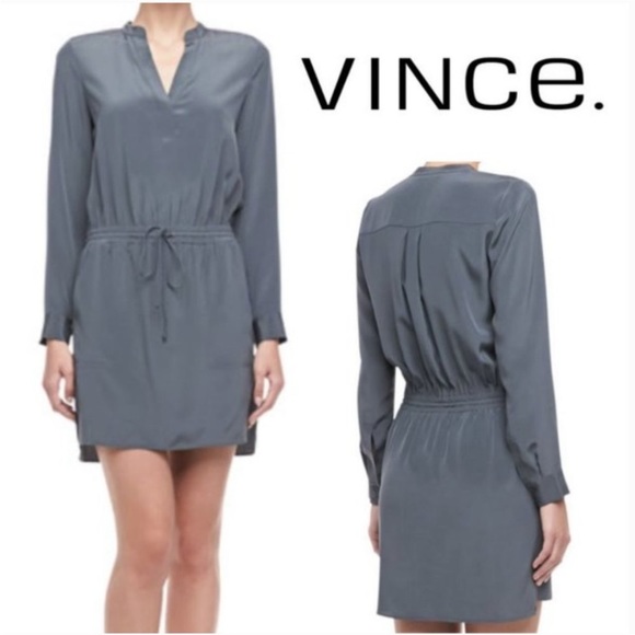 Vince 100% Silk Drawstring Dress size 6 - Picture 4 of 12